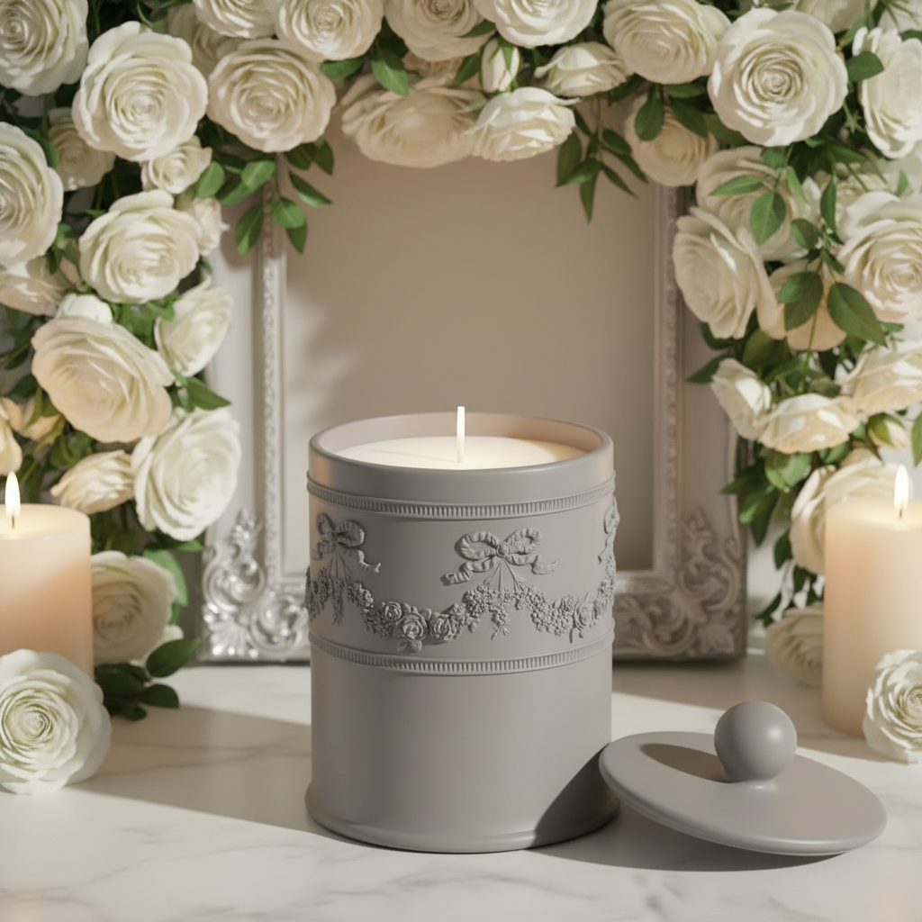 Cement Candle Close Up - Lid Off No Sparkles