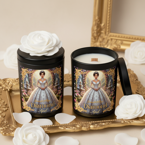 Diamond April Candle Mockup - Wider Rose