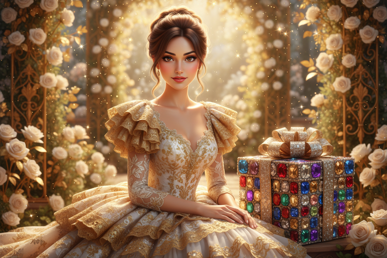 Funnella Rose Gold Ivory Birthday Scene