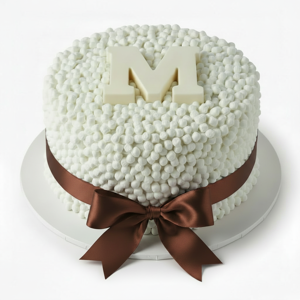 Marshmallow Cake - Brown Satin Bow