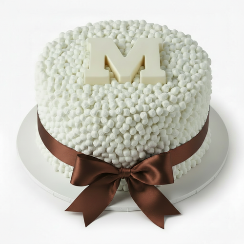 Marshmallow Cake - Brown Satin Bow
