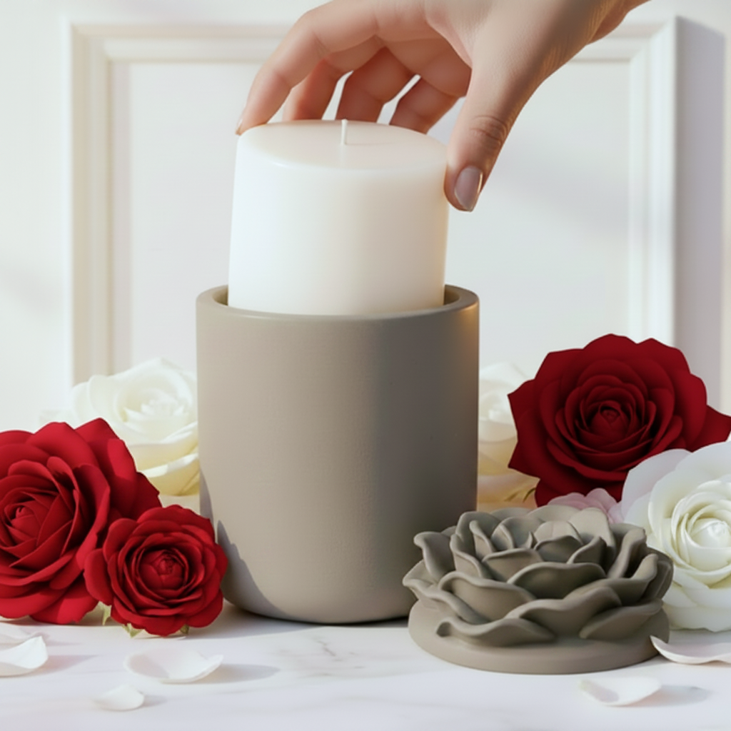 Red Roses Gray Lid