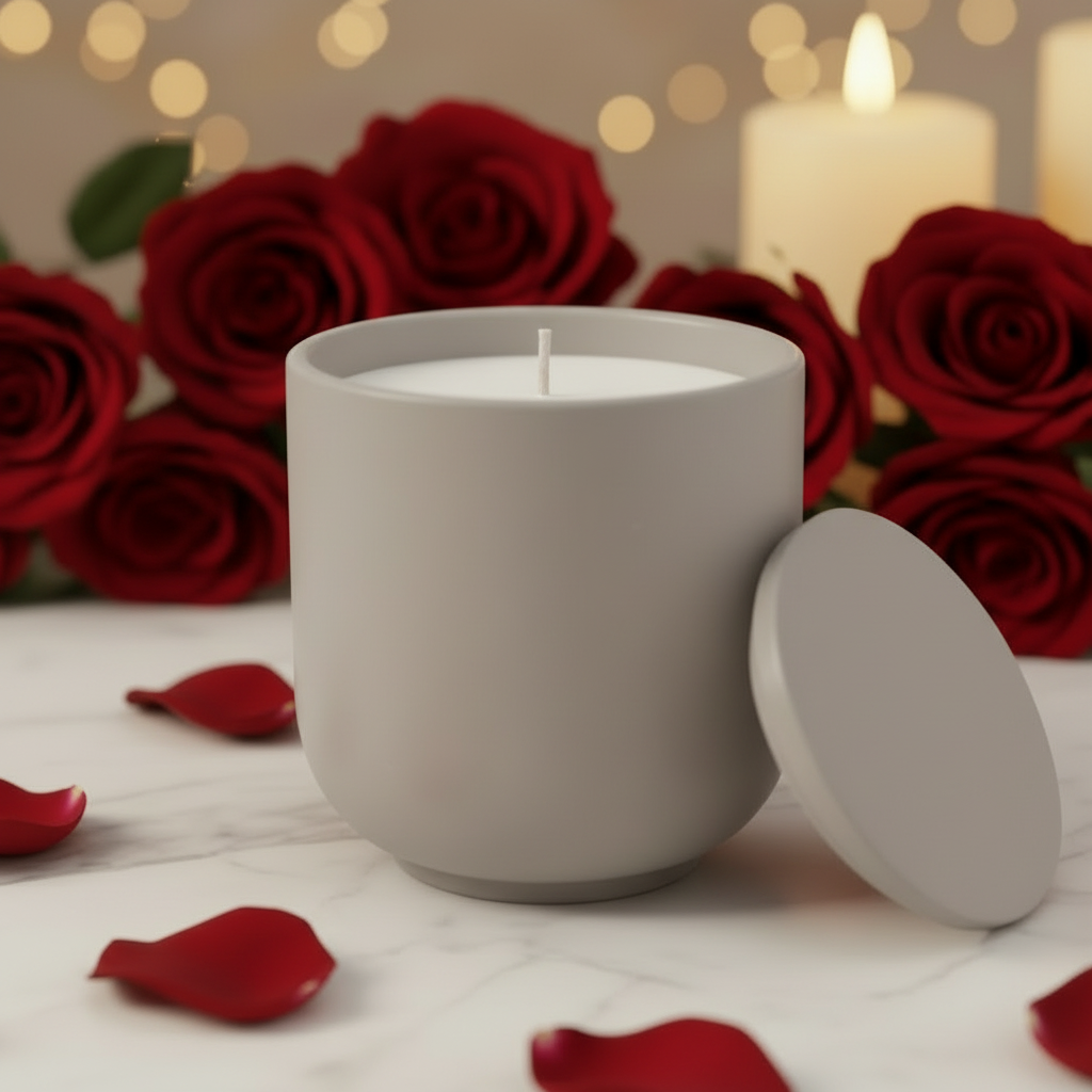 Serene Candle Lid Off Extreme Close Up